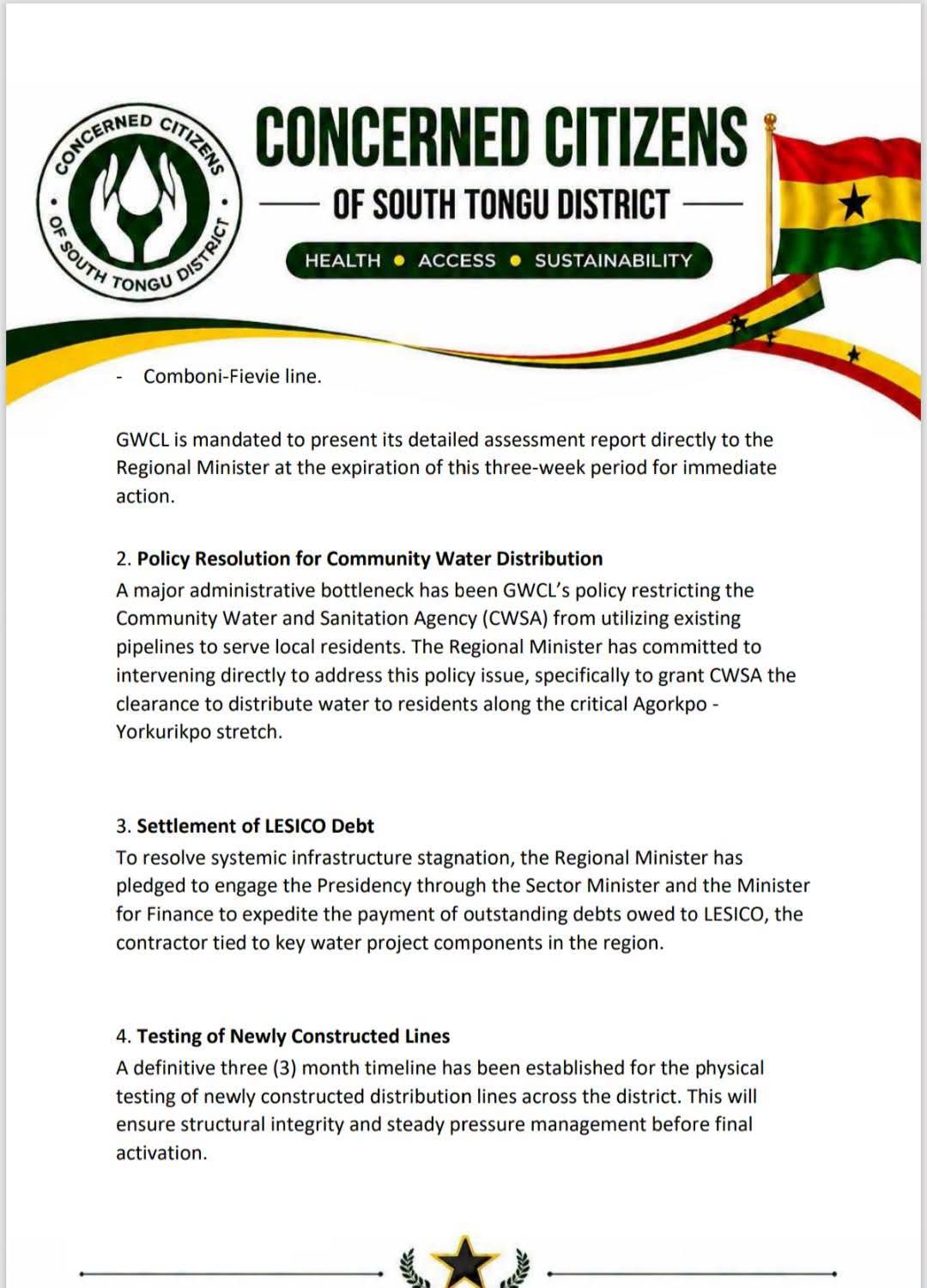 Concerned Citizens of South Tongu Postpone Planned Protest to Prioritize Diplomatic Resolution of Acute Water Crisis