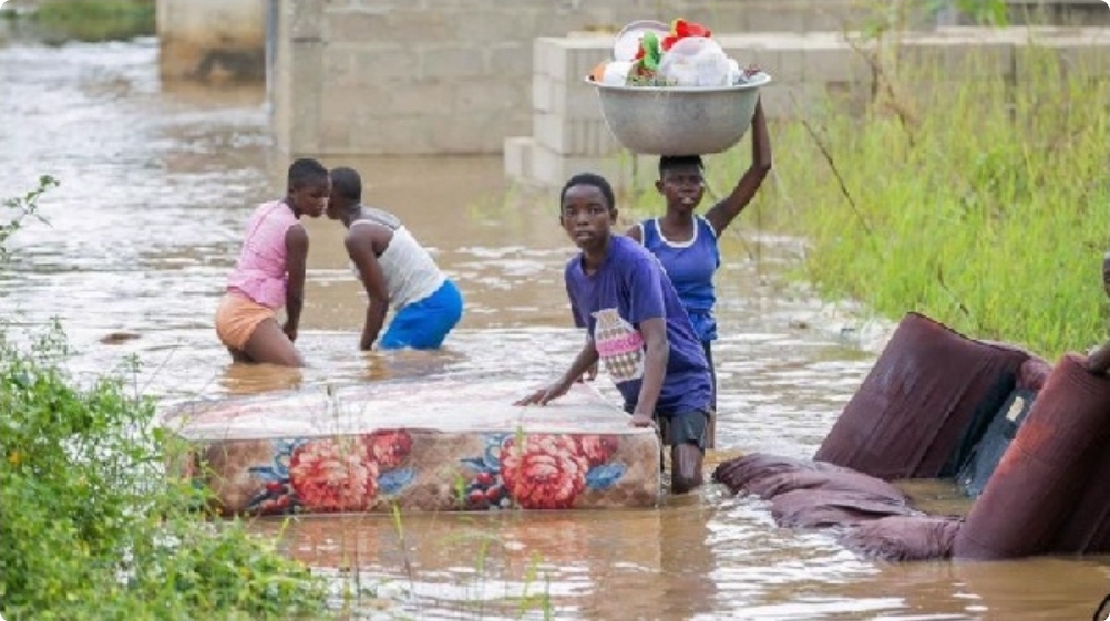 Flooding Worsens in Anyako as Residents Improvise Footbridges Amid Rising Waters