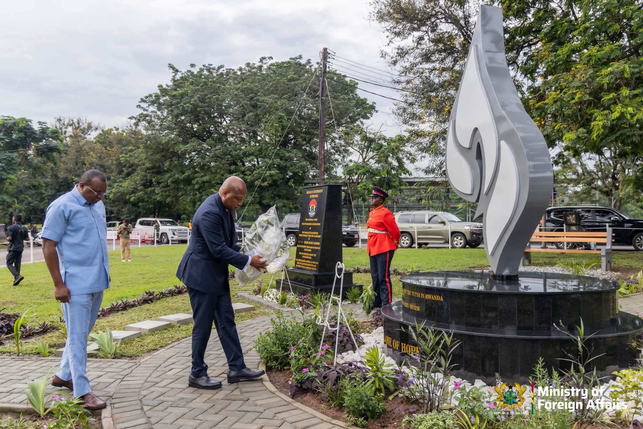 Hon. Samuel Okudzeto Ablakwa Joins Rwanda in Unveiling Monuments for Ghanaian Peacekeepers at Burma Camp