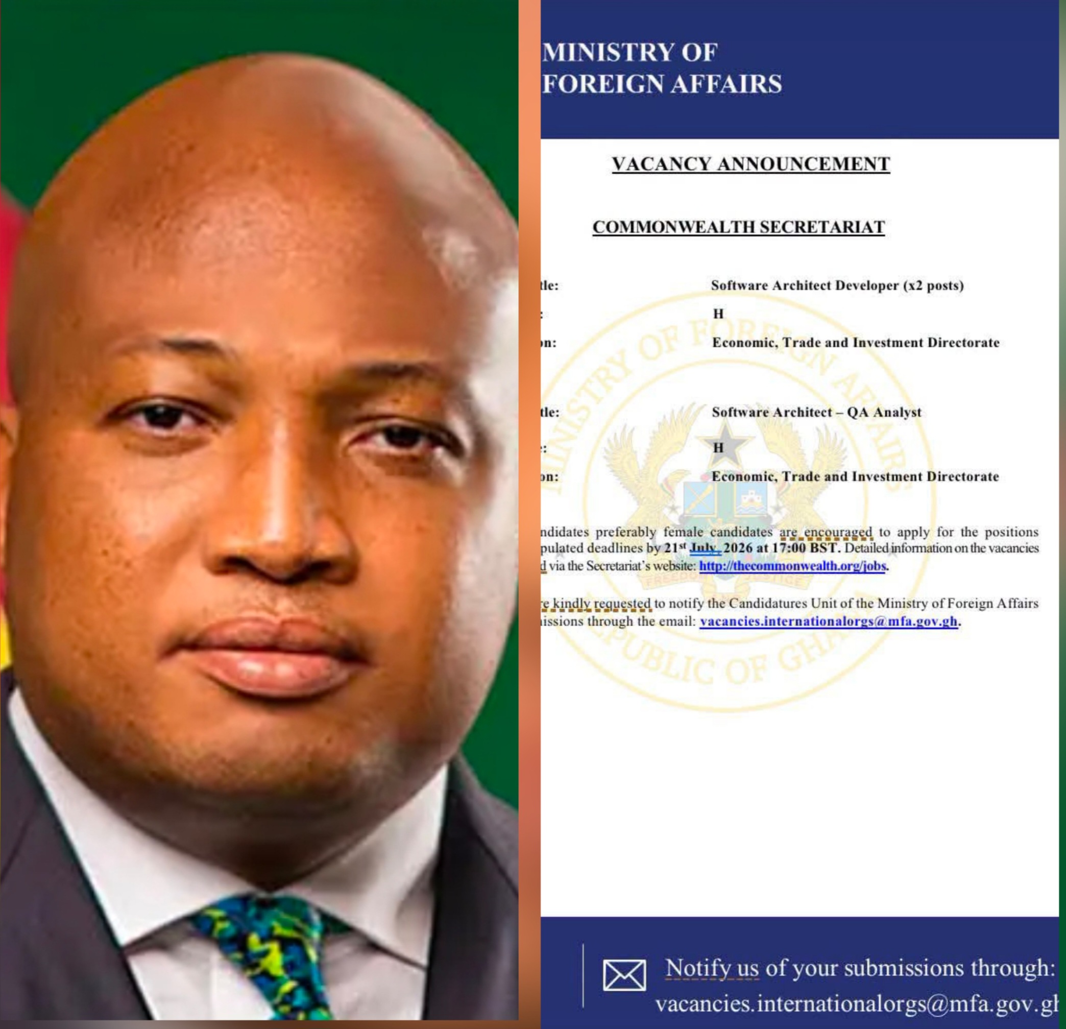 Ministry of Foreign Affairs Announces Software Architect Vacancies at Commonwealth Secretariat