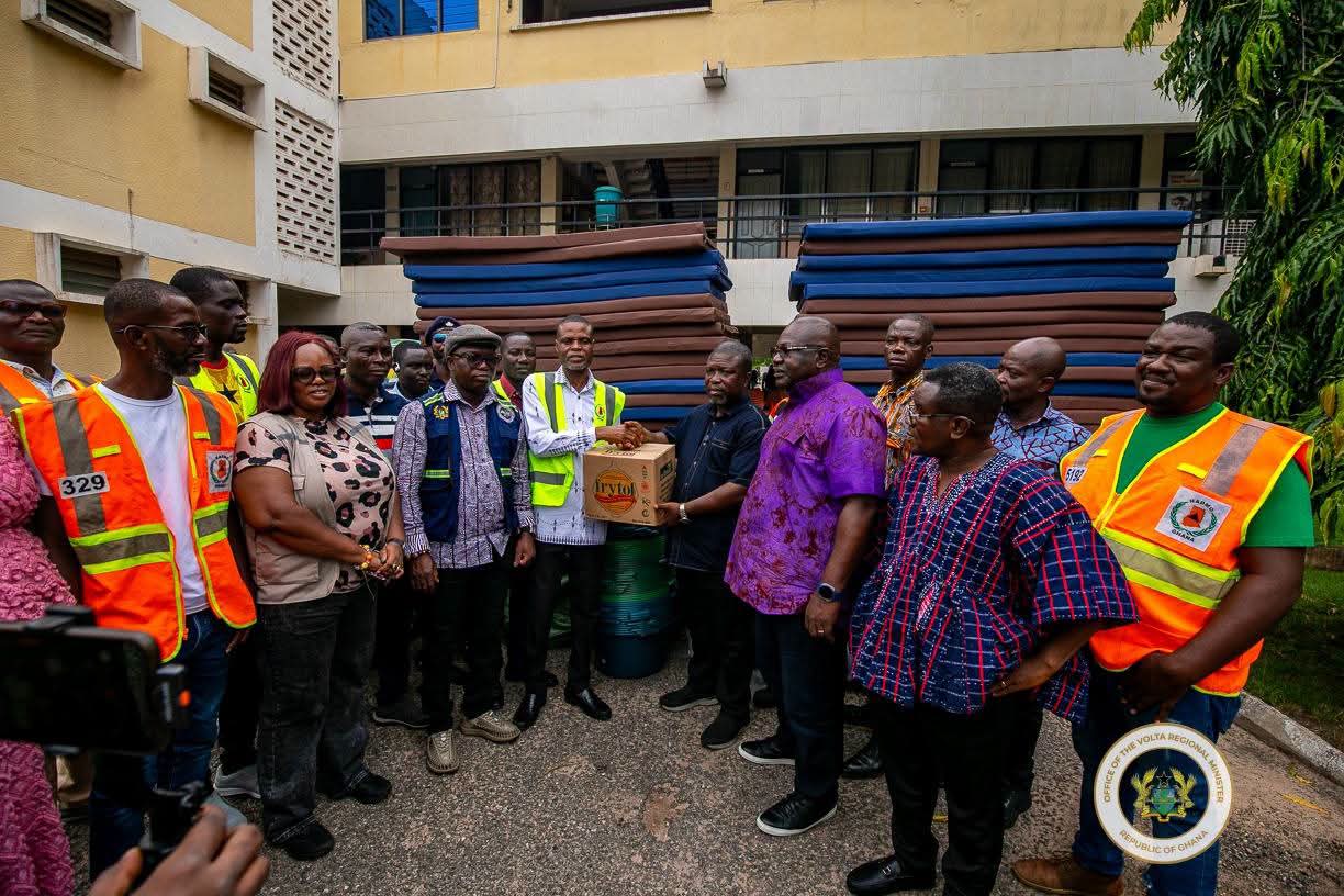 Volta Regional Minister Hands Over Flood Relief Items to 12 Affected Districts