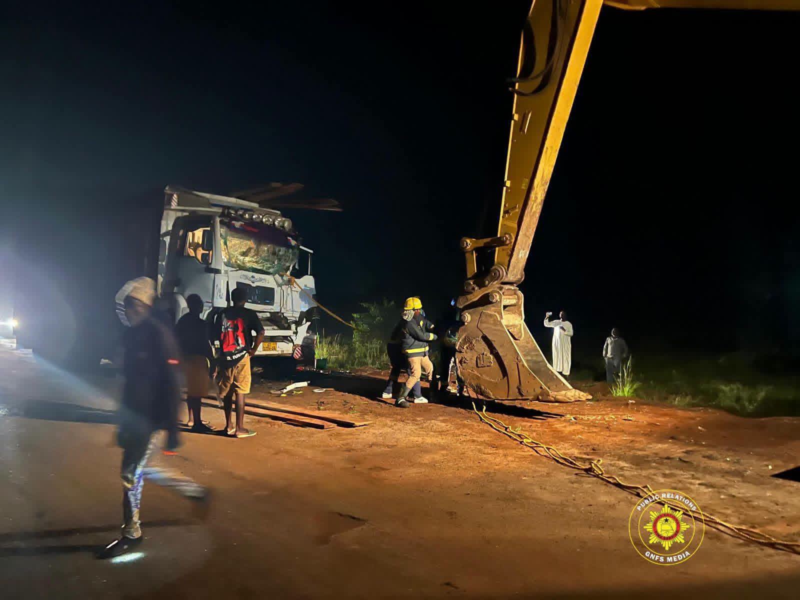 GNFS Firefighters Swiftly Rescue Trapped Victim After Head-On Collision at Kpetoe-Sarakope