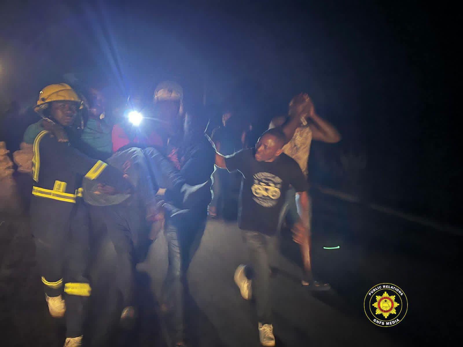 GNFS Firefighters Swiftly Rescue Trapped Victim After Head-On Collision at Kpetoe-Sarakope