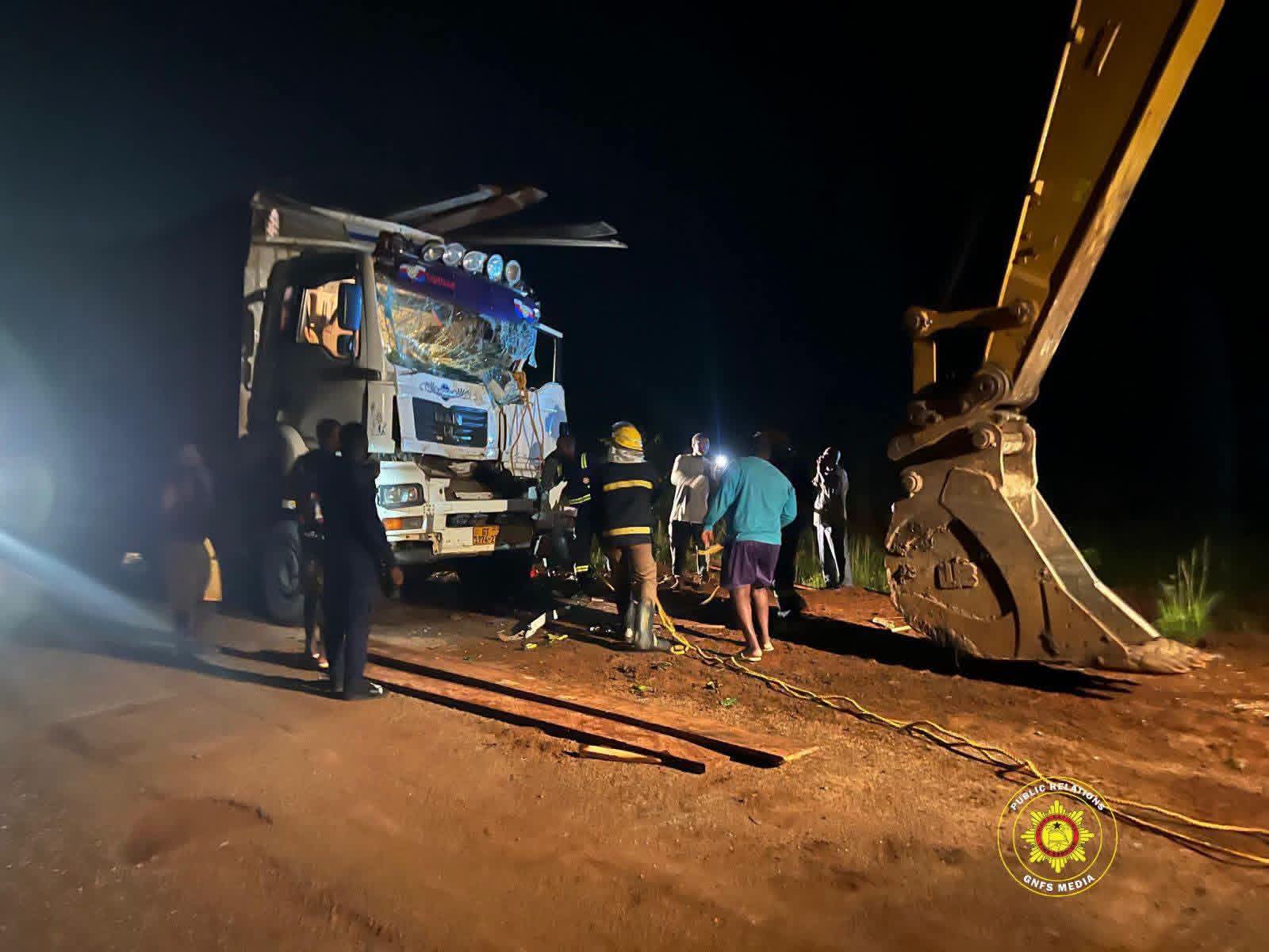 GNFS Firefighters Swiftly Rescue Trapped Victim After Head-On Collision at Kpetoe-Sarakope