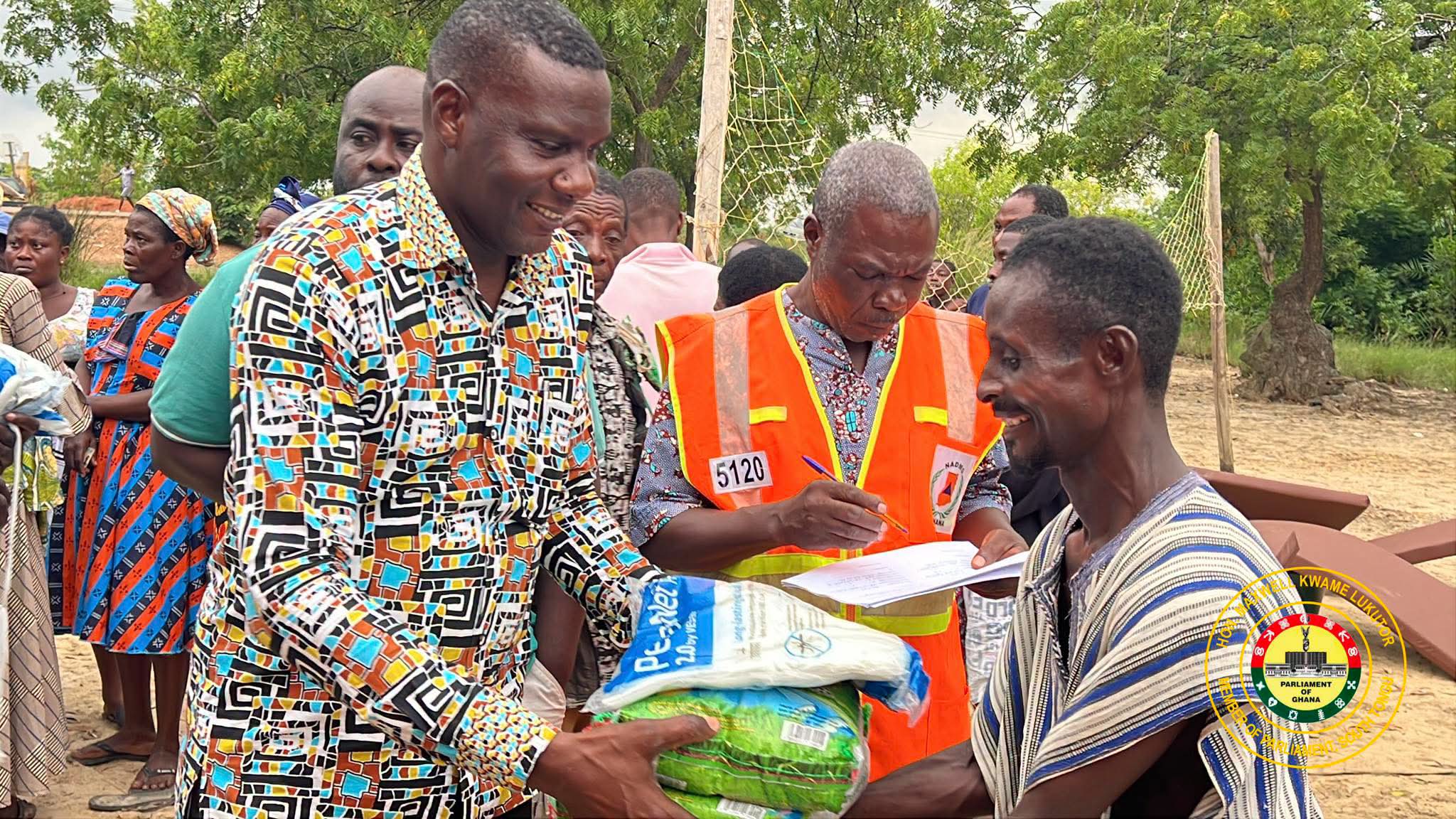 MP Maxwell Lukutor and DCE Victoria Dzeklo Jointly Deliver Urgent Relief Items to Flood Victims in SouthTongu