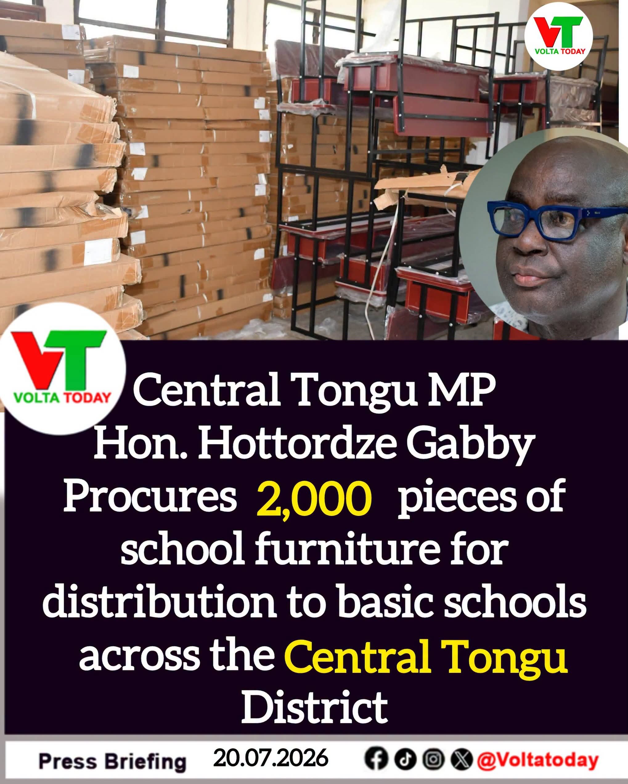 Hon. Hottordze Gabby Procures 2,000 School Furniture Pieces for District Basic Schools