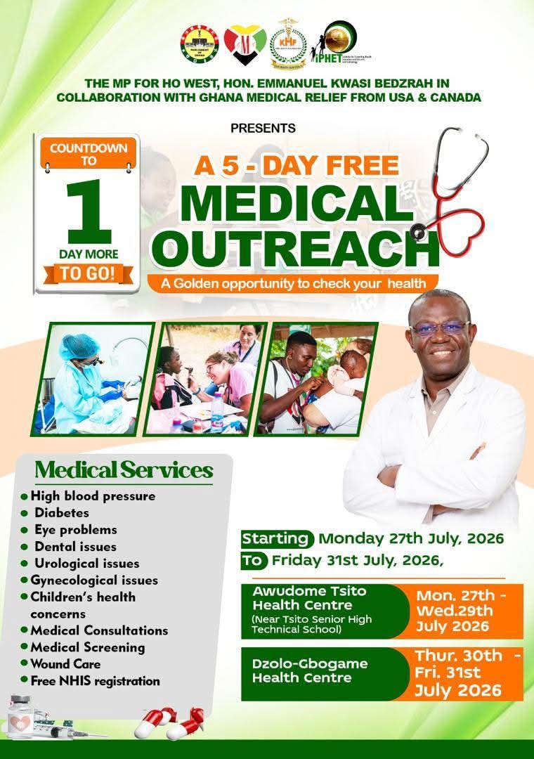Hon Emmanuel Kwasi Bedzrah Set to Commence His Much Anticipated 5-Day Free Medical Outreach