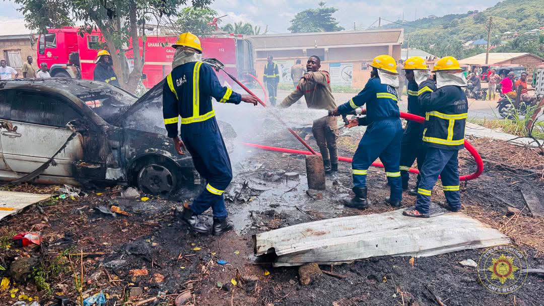 Swift GNFS Response Averts Major Disaster as Fire Breaks Out at Ho Mechaniv Shop