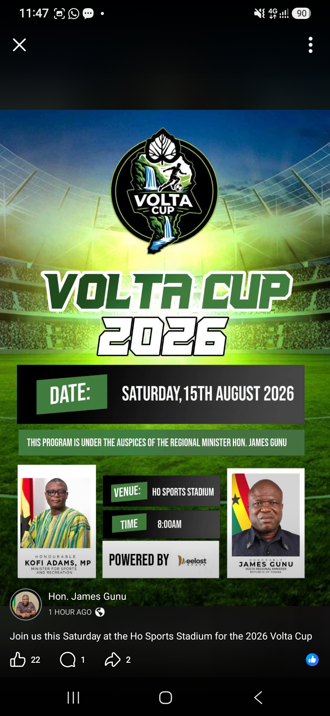 "It's About the Region, Not the Minister ":Hon. James Gunu Explains Volta Cup Rebrand