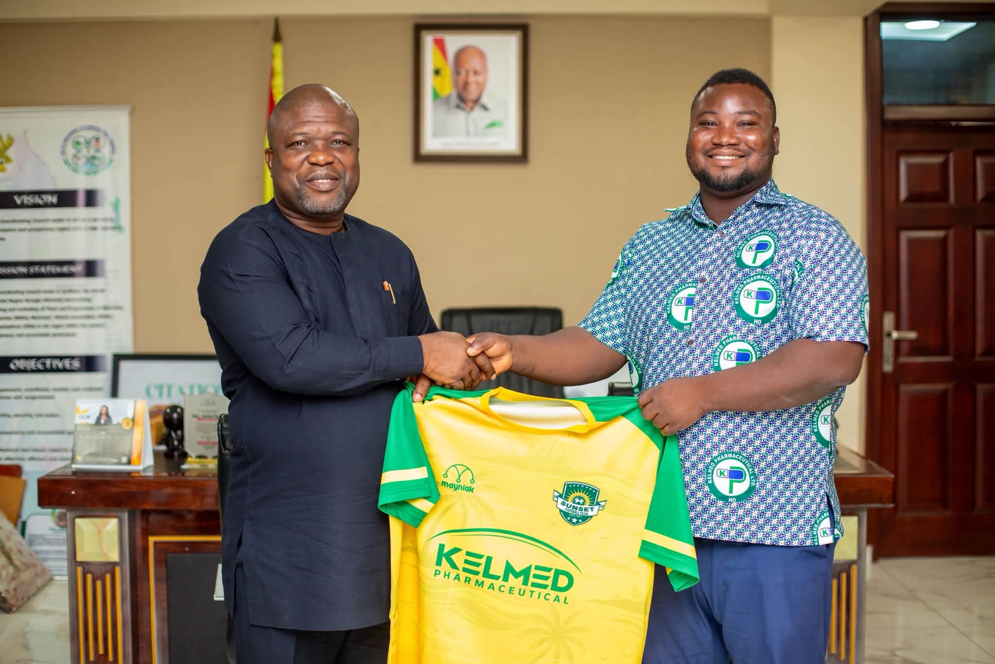 Volta Regional Minister Receives Delegation from Division Two Side, Sunset Football Club