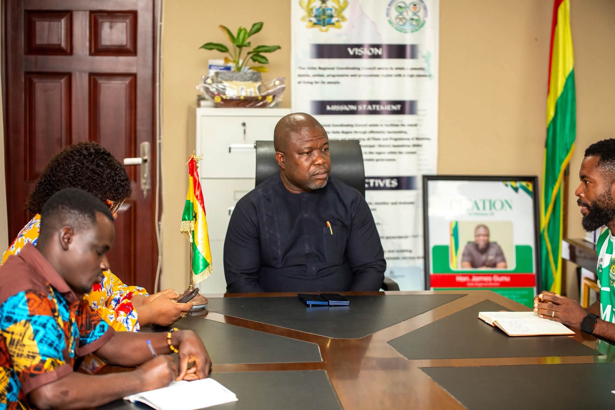 Volta Regional Minister Receives Delegation from Division Two Side, Sunset Football Club