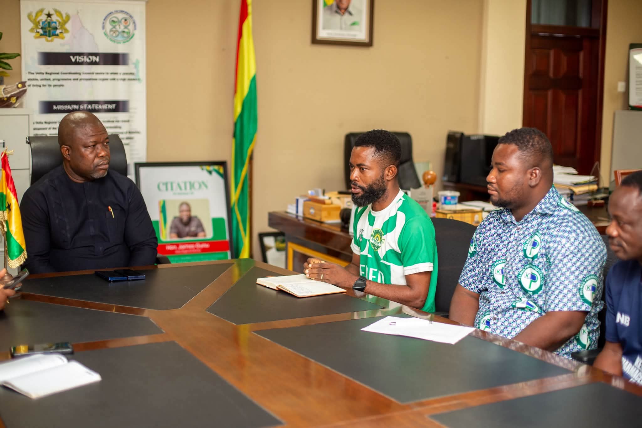 Volta Regional Minister Receives Delegation from Division Two Side, Sunset Football Club