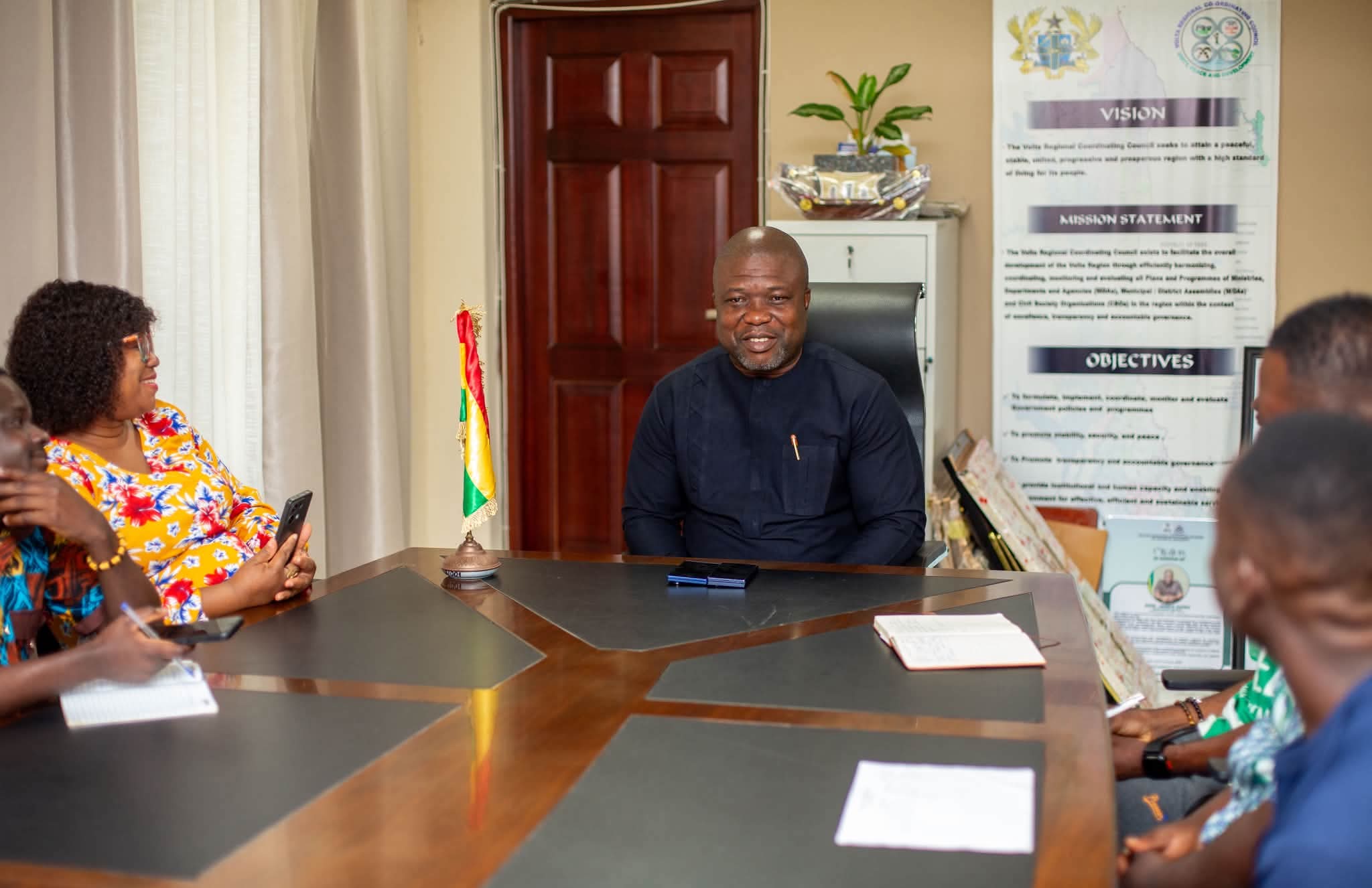 Volta Regional Minister Receives Delegation from Division Two Side, Sunset Football Club