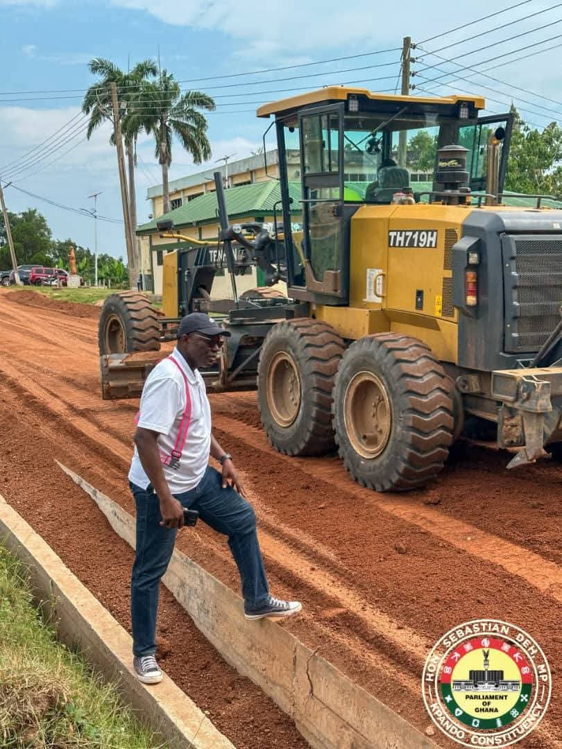 Hon. Sebastian Deh Inspects Key Road Construction Projects Across Kpando