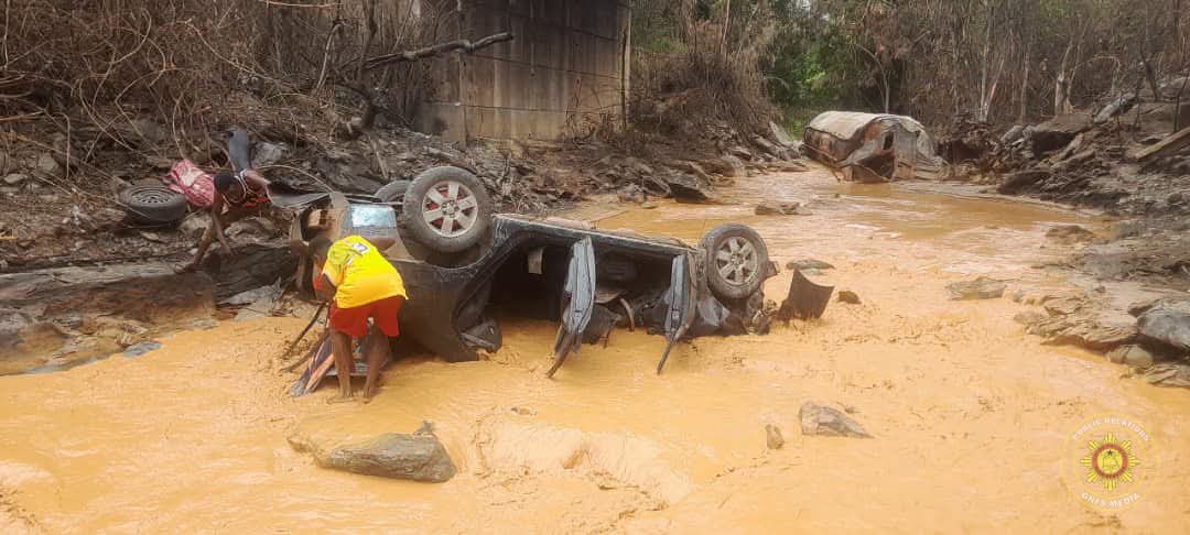 Six Hospitalized After Car Plunges Into Birim River Along Accra-Kumasi Highway