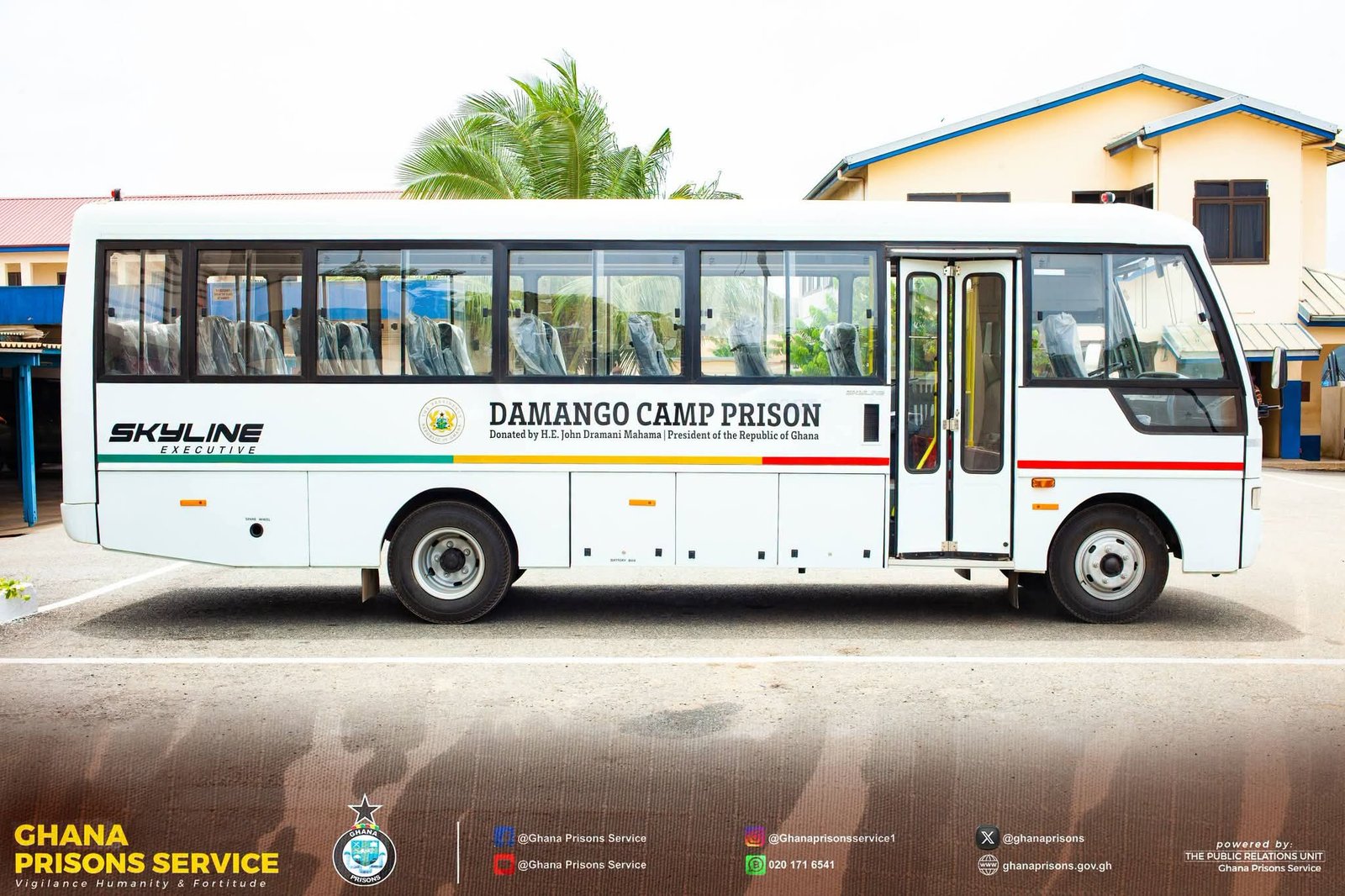 President Mahama Donates 33-Seater Bus to Ghana Prisons Service to Boost Operations