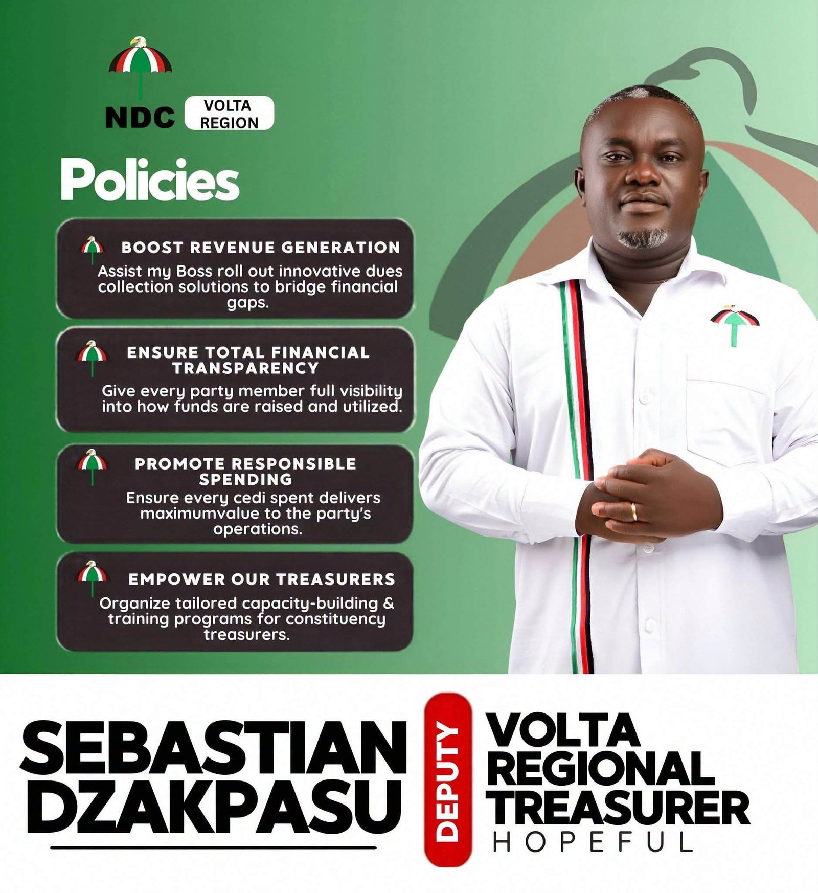 Sebastian Dzakpasu Outlines Strategic Plan for Robust NDC Financial Governance in Volta Region
