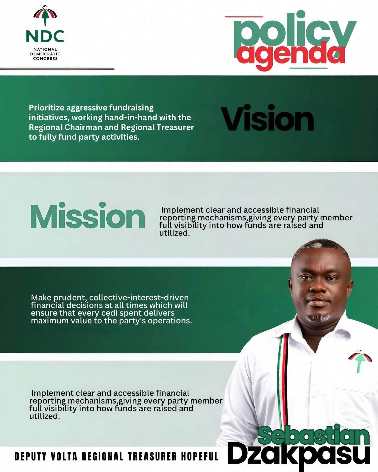Sebastian Dzakpasu Outlines Strategic Plan for Robust NDC Financial Governance in Volta Region