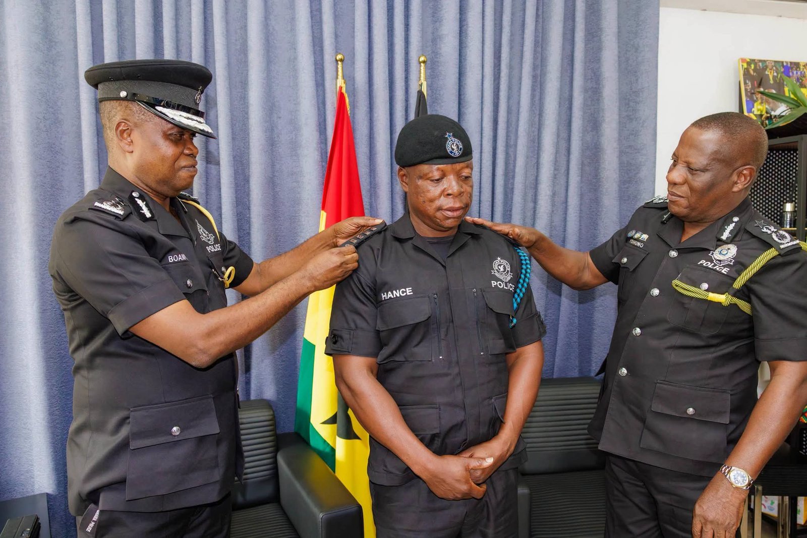 Heroic Reward : IGP Decorates Newly Promoted Police Officer Who Saved Lives in Aboso Fire