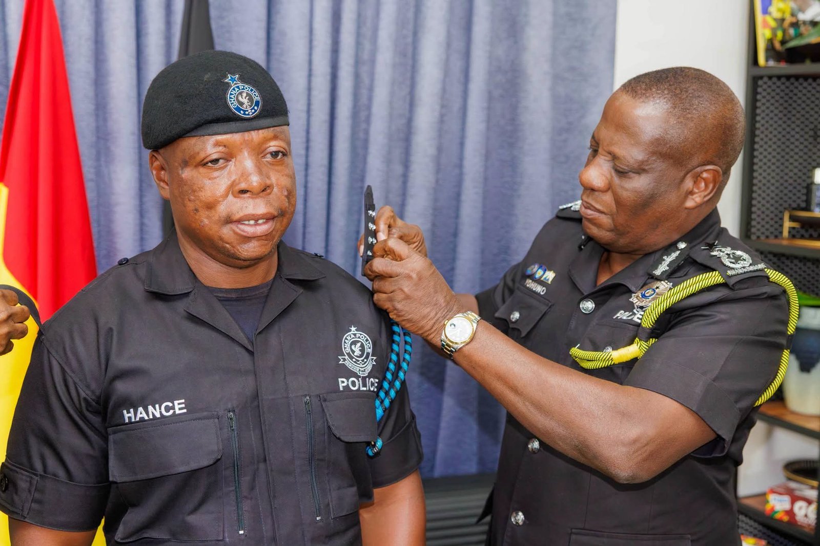 Heroic Reward : IGP Decorates Newly Promoted Police Officer Who Saved Lives in Aboso Fire