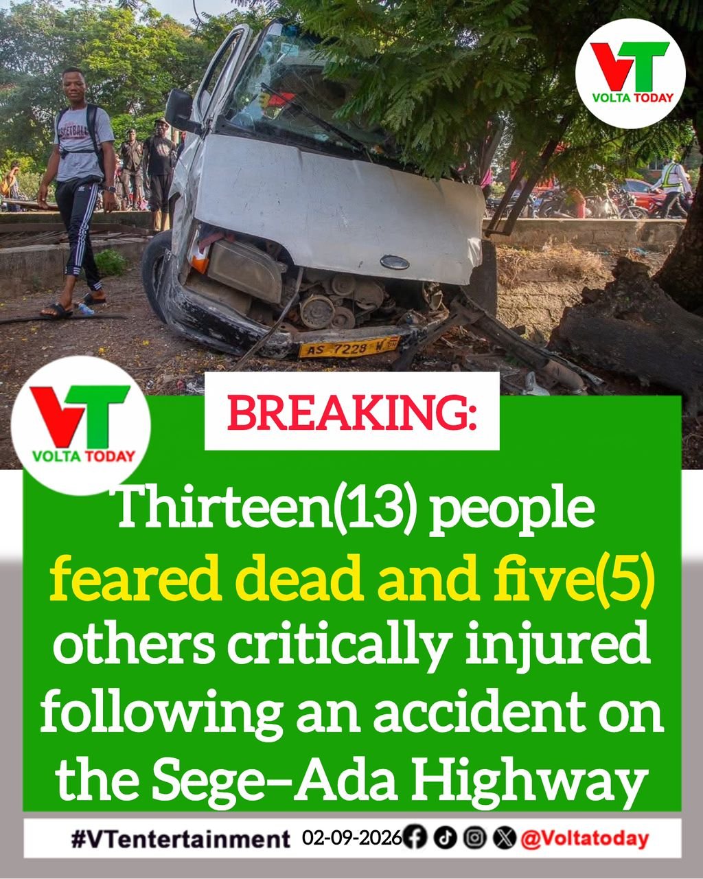 Tragic Collision on Accra-Aflao Highway Leaves 13 Dead-5 Critically Injured