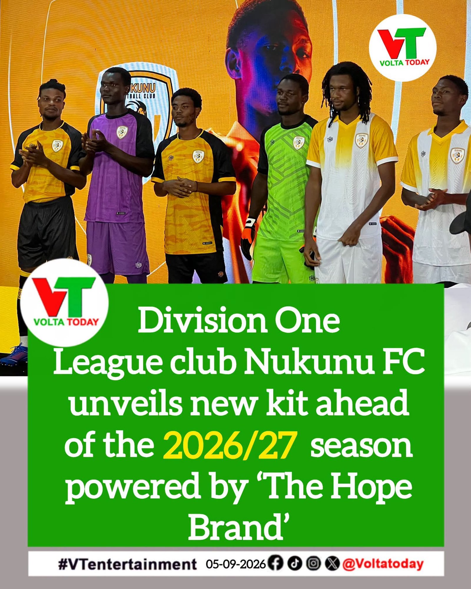 Nukunu FC Unveils Official 2026/2027 Kits Following Historic Partnership Deal with The Hope Brand