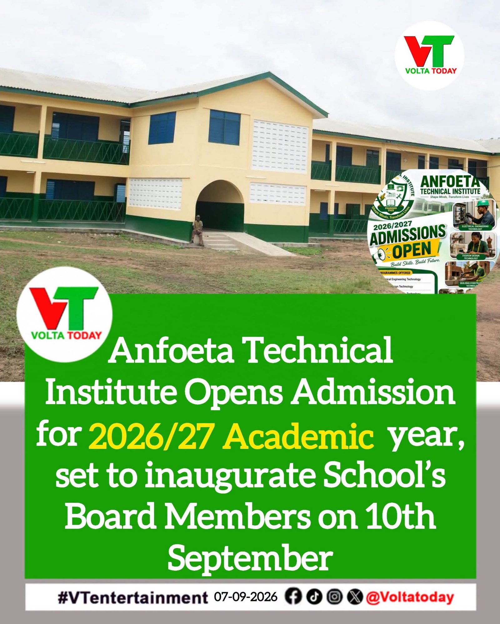 Anfoeta Technical Institute Commences 2026/2027 Admission: Prepares to Swear In New Board