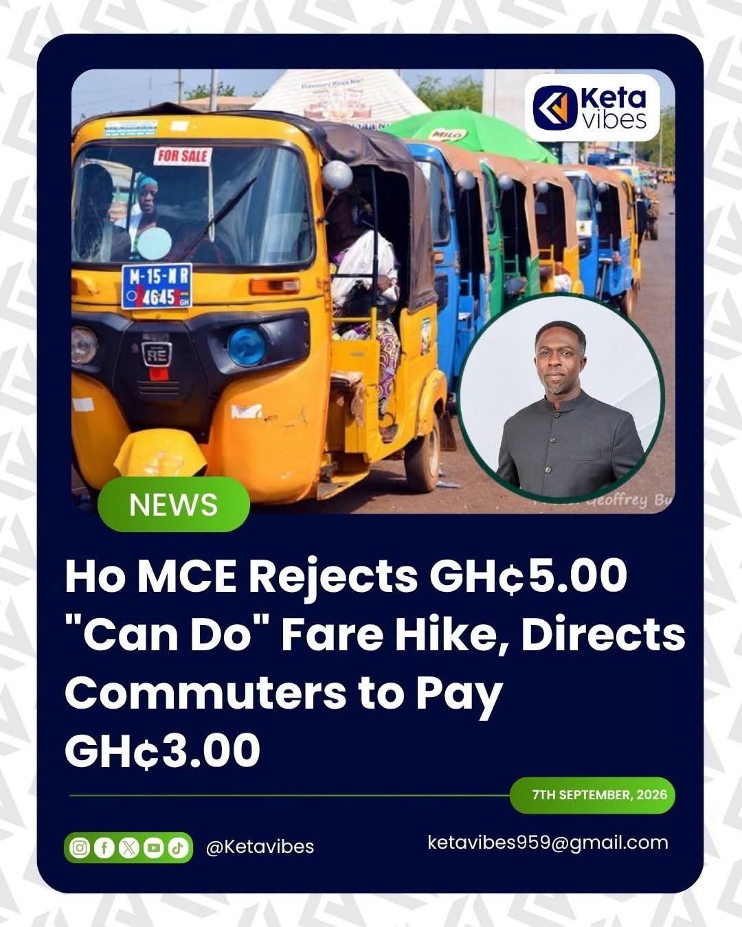 Ho Municipal Assembly Denies Approving Tricycle Fare Hike to GHS5.00
