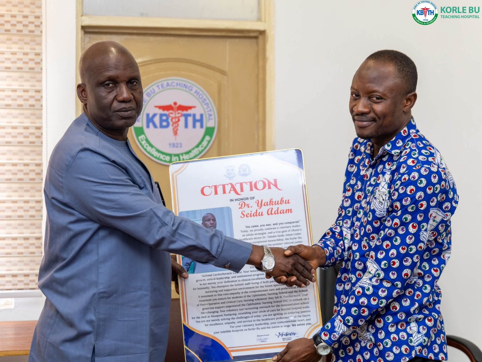 Korle-Bu Ophthalmic Nursing Students Celebrate CEO Dr. Yakubu Seidu Adam