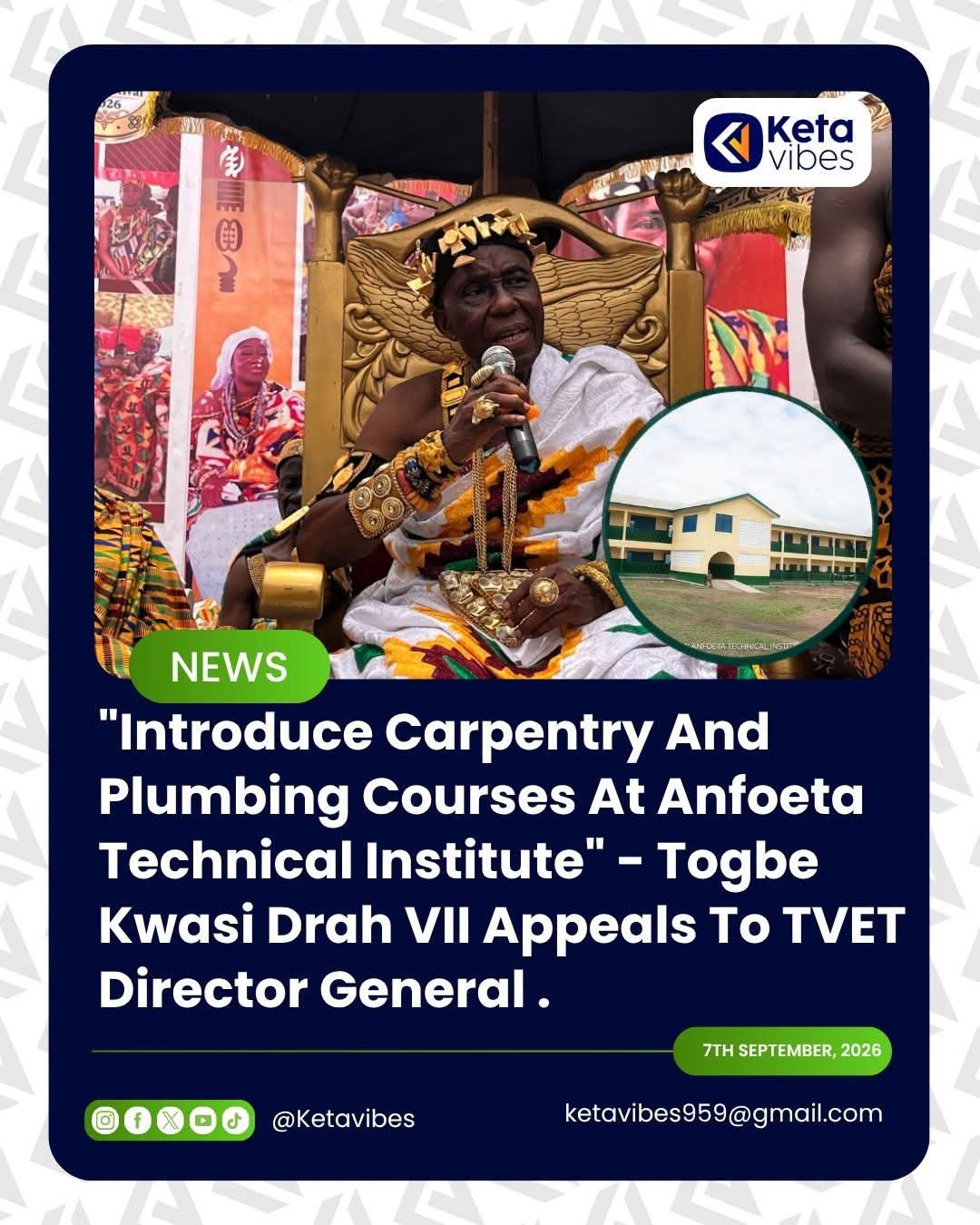 Anfoeta Chief Appeals for Key Vocational Courses at Technical Institute
