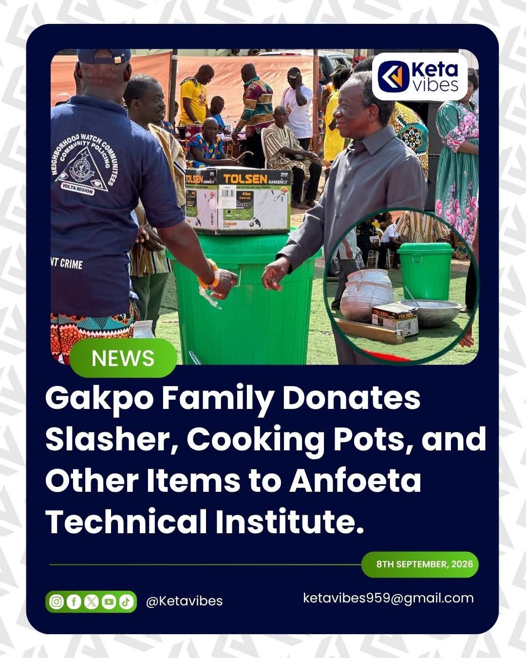 Gakpo Family Donates Essential Items to Anfoeta Technical Institute