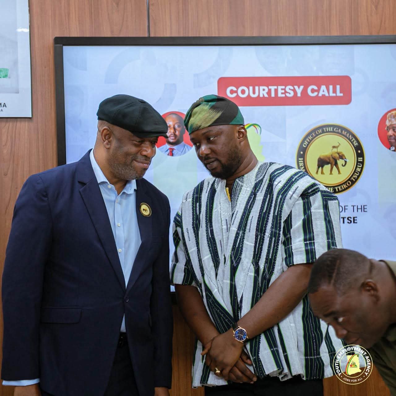 Ga Mantse Pays Courtesy Call on YEA Chief Executive Malik Basintale