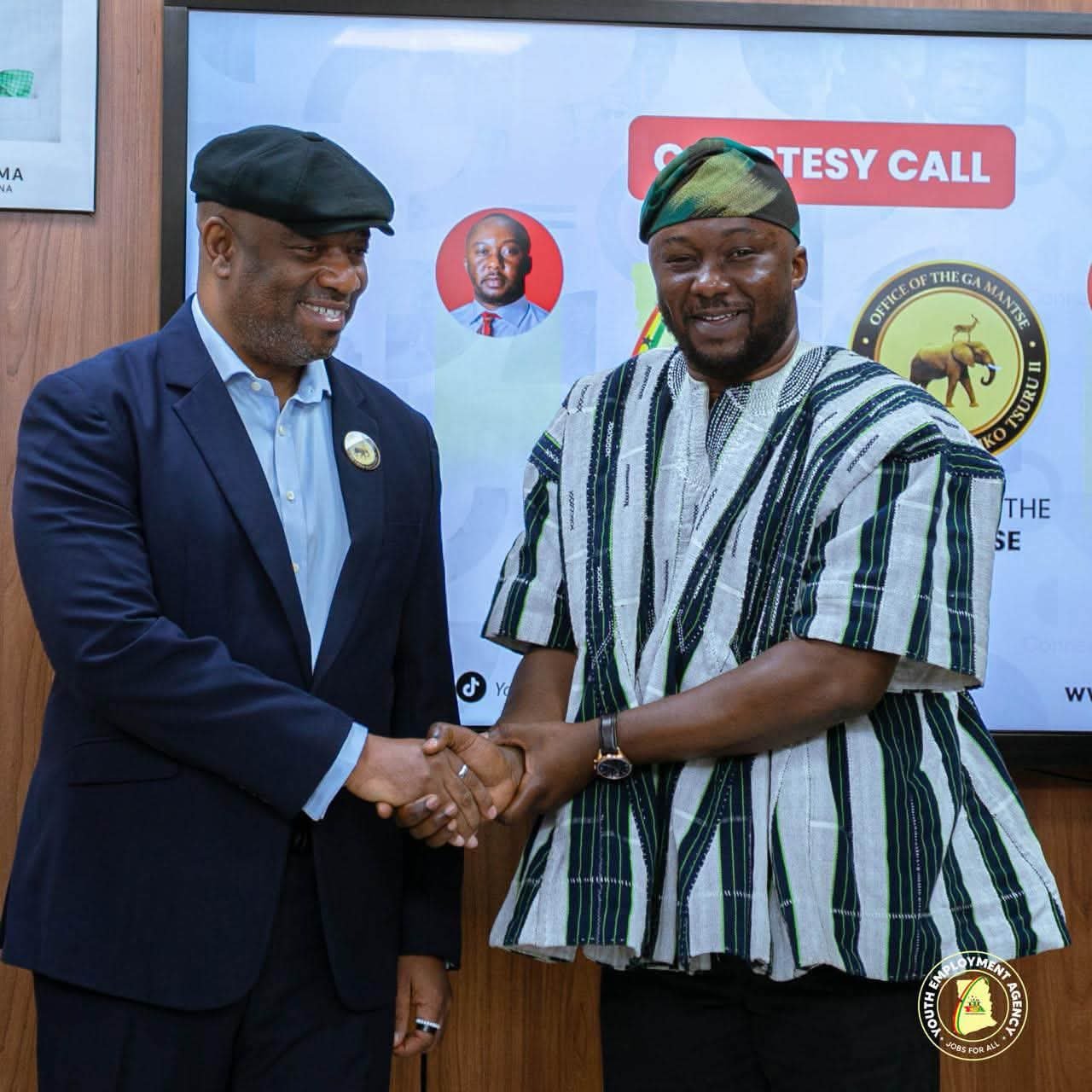 Ga Mantse Pays Courtesy Call on YEA Chief Executive Malik Basintale