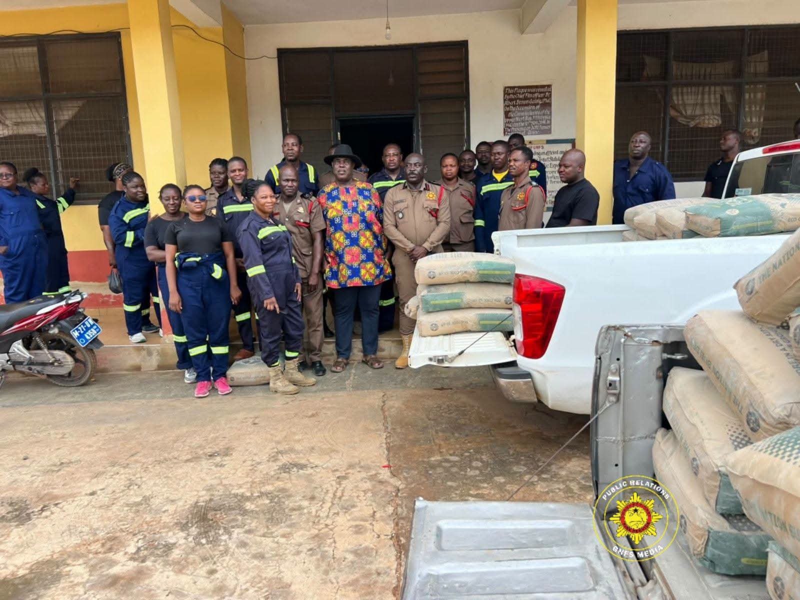 Thomas Bismarck Boakye Donates 50 Bags of Cement to GNFS Upper West Regional Command