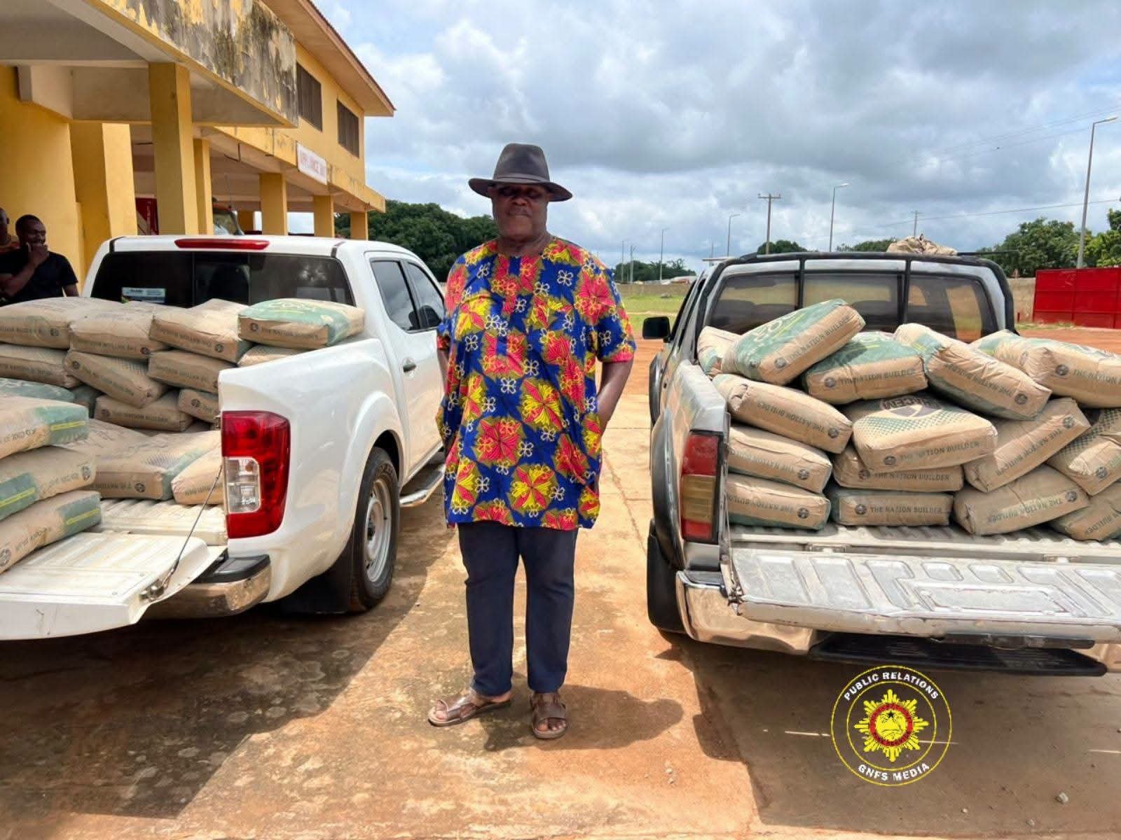 Thomas Bismarck Boakye Donates 50 Bags of Cement to GNFS Upper West Regional Command