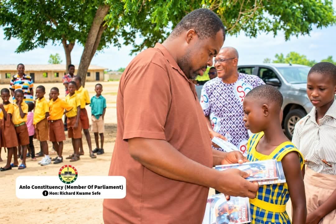 Hon. Richard Kwame Sefe Distributes Exercise Books to Support Pupils in Underserved Communities