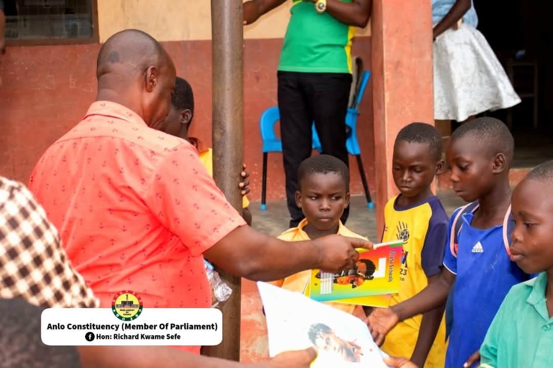 Hon. Richard Kwame Sefe Distributes Exercise Books to Support Pupils in Underserved Communities