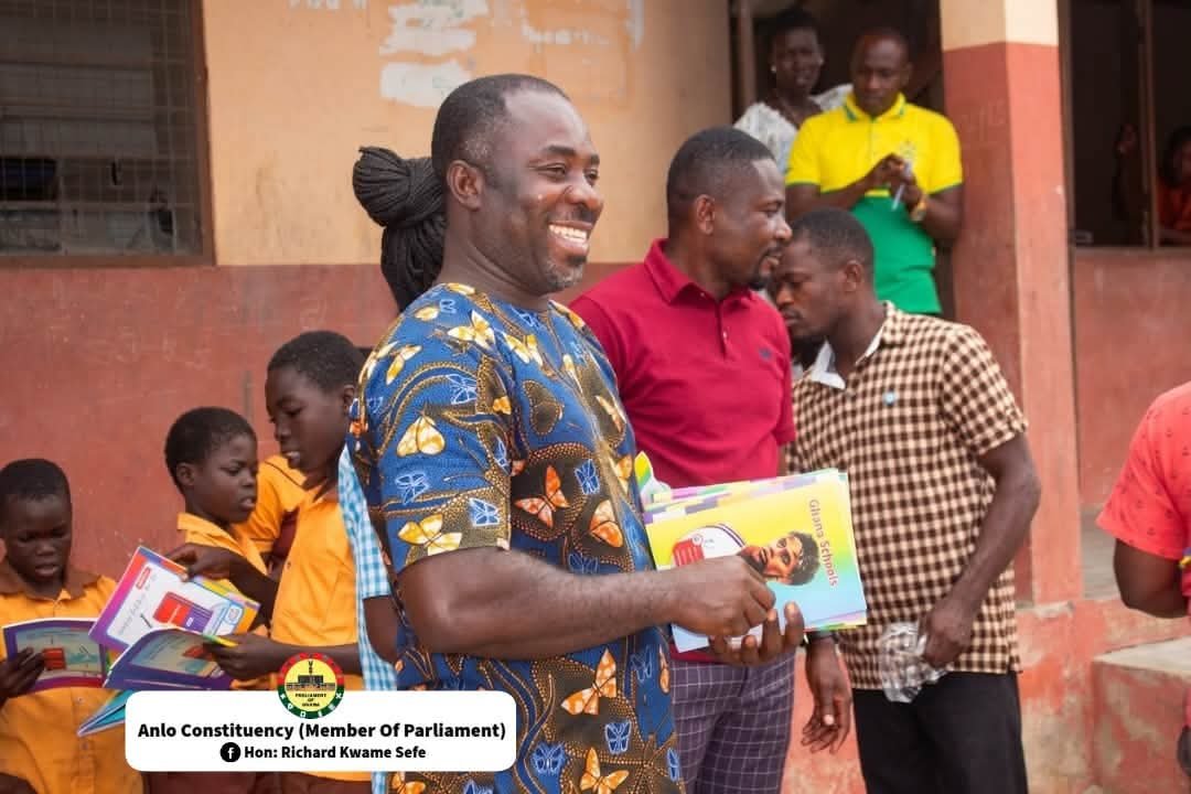 Hon. Richard Kwame Sefe Distributes Exercise Books to Support Pupils in Underserved Communities