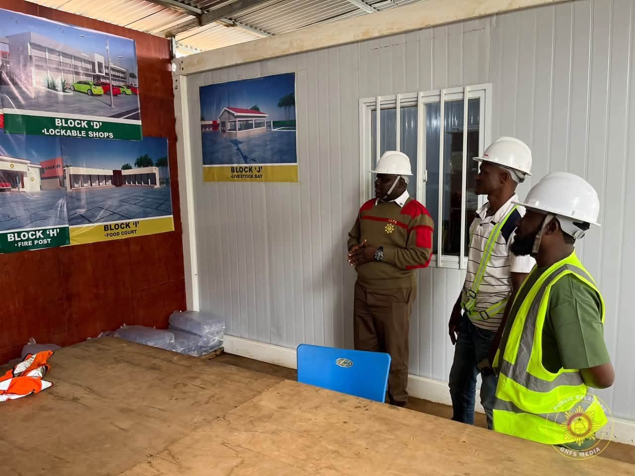 Savannah Regional Fire Commander Inspects Damongo Market Construction Site