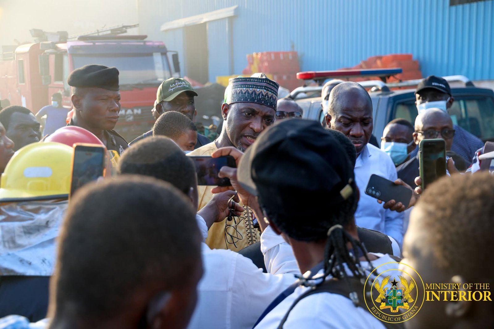 Interior and Local Government Ministers Assess Devastating Avenor Fire Scene