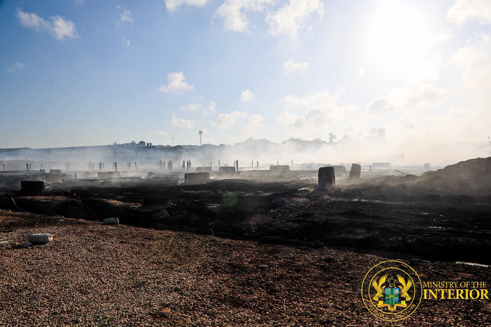 Interior and Local Government Ministers Assess Devastating Avenor Fire Scene