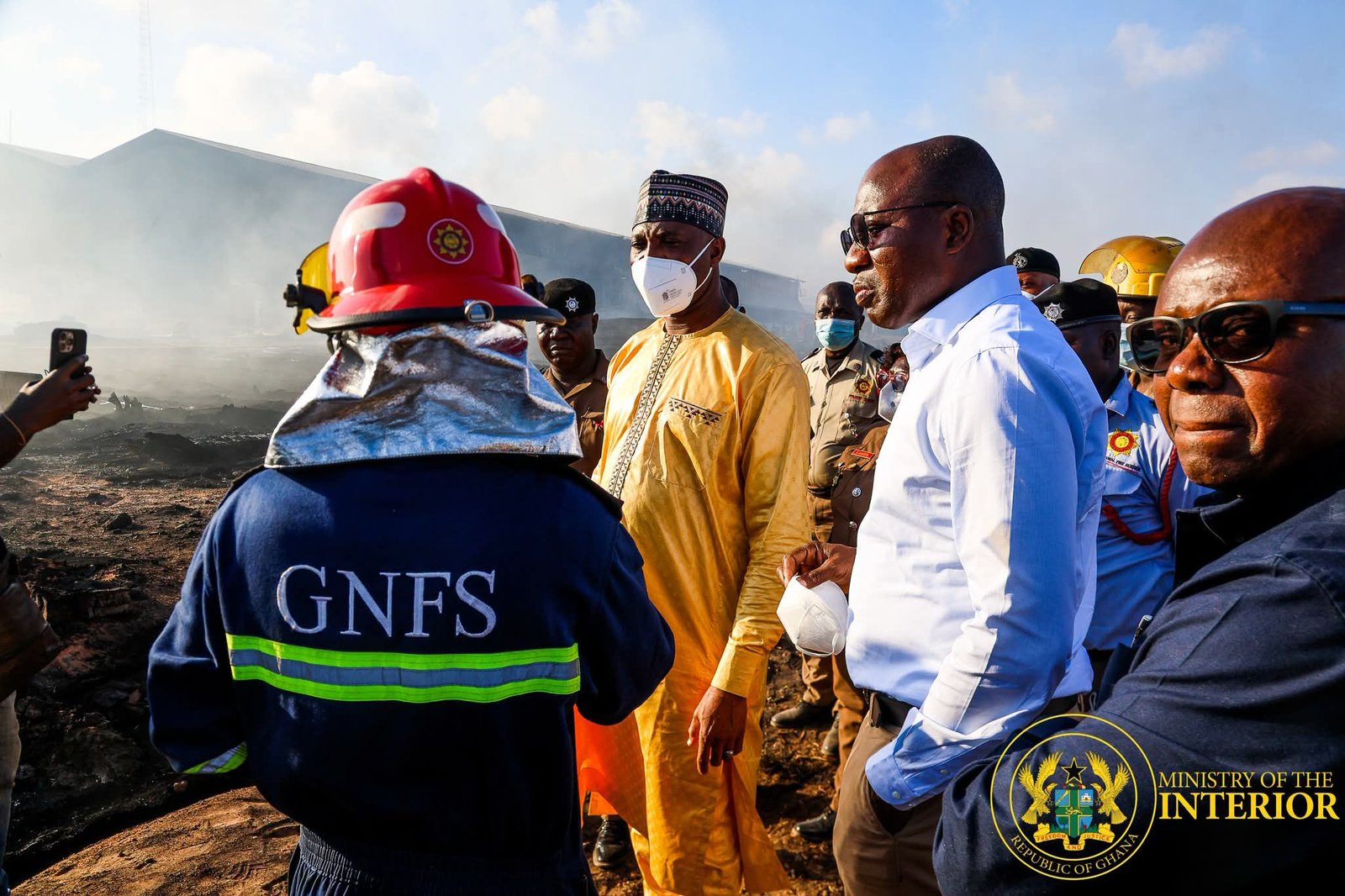 Interior and Local Government Ministers Assess Devastating Avenor Fire Scene
