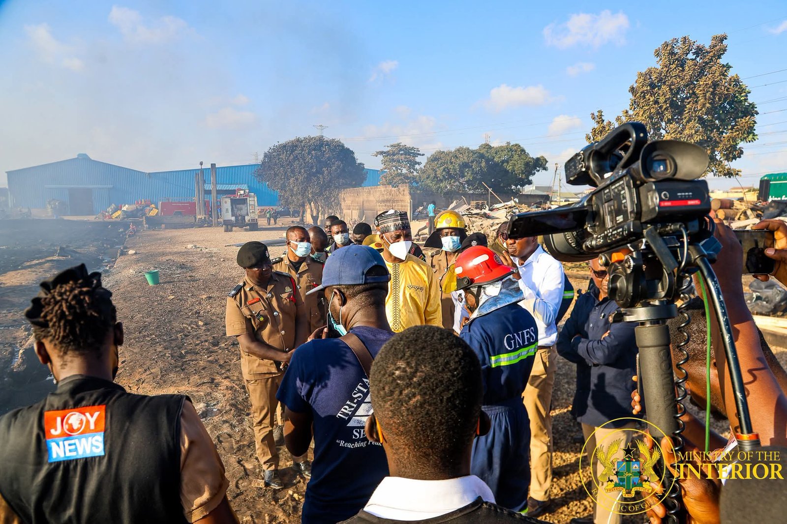 Interior and Local Government Ministers Assess Devastating Avenor Fire Scene