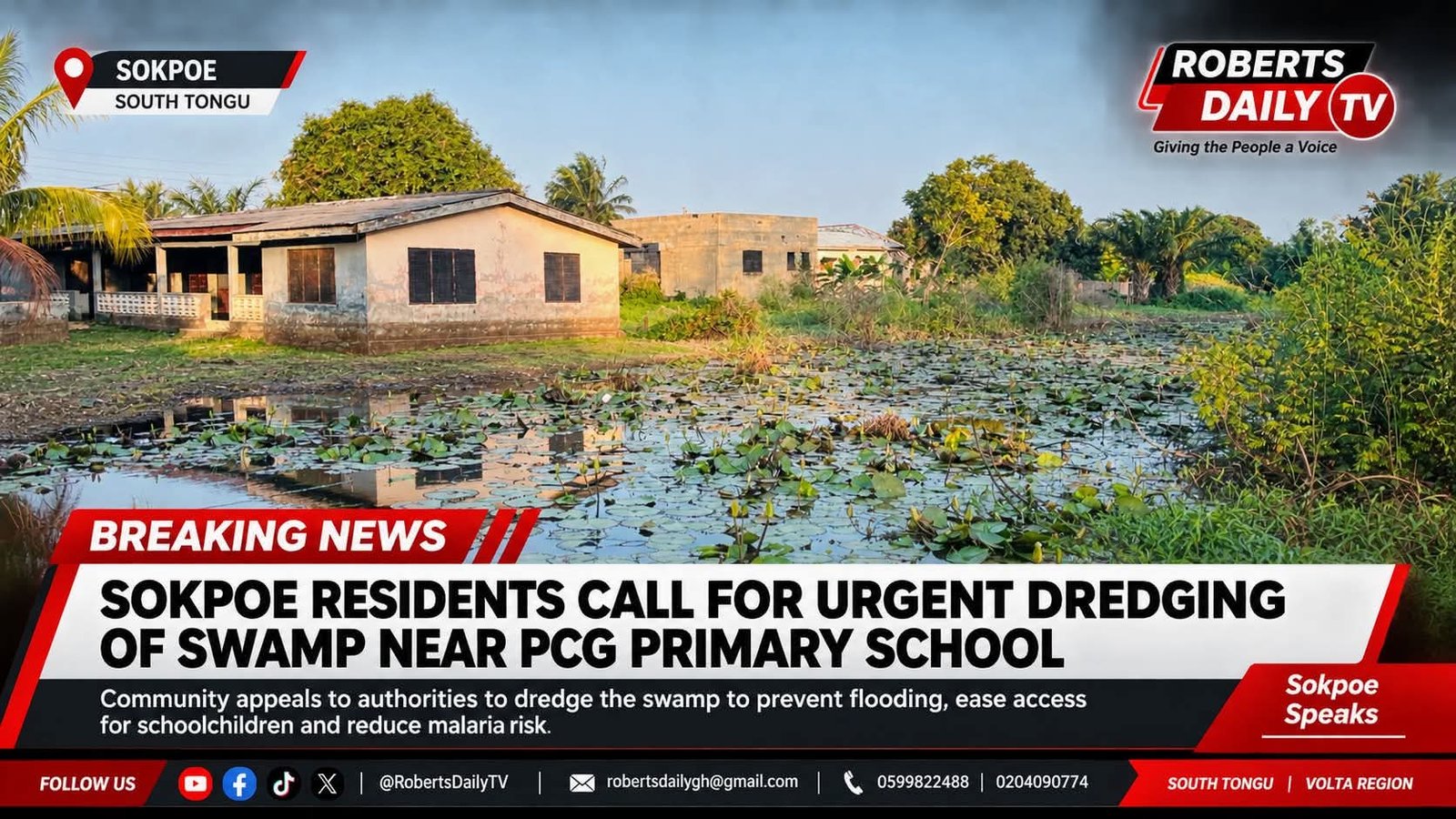 Sokpoe Residents Appeal to District Assembly for Urgent Dredging of Swamp Near PCG Primary School