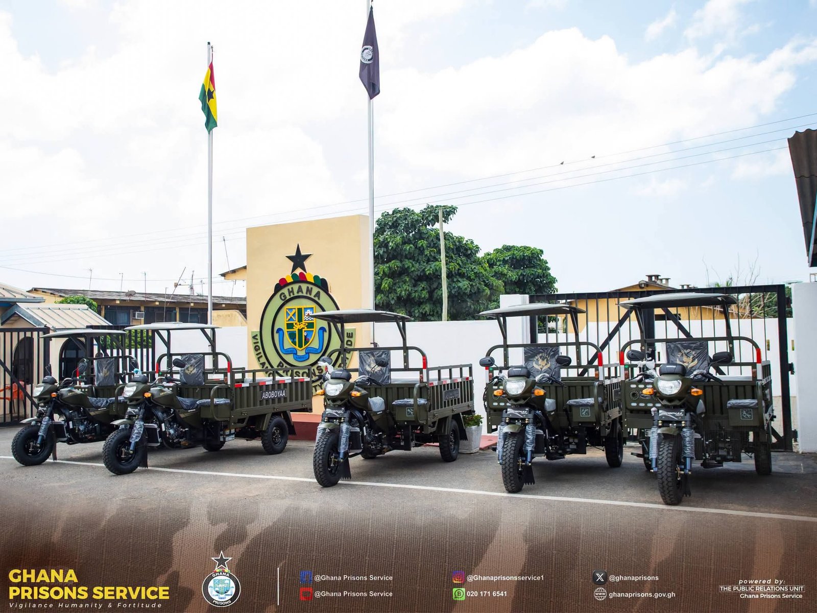 Aboboyaa Company Limited Donates Five Motorized Tricycles to Ghana Prisons Service