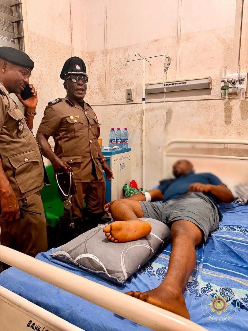 Eastern Regional Fire Command Visits Firefighter Injured in Koforidua Building Collapse