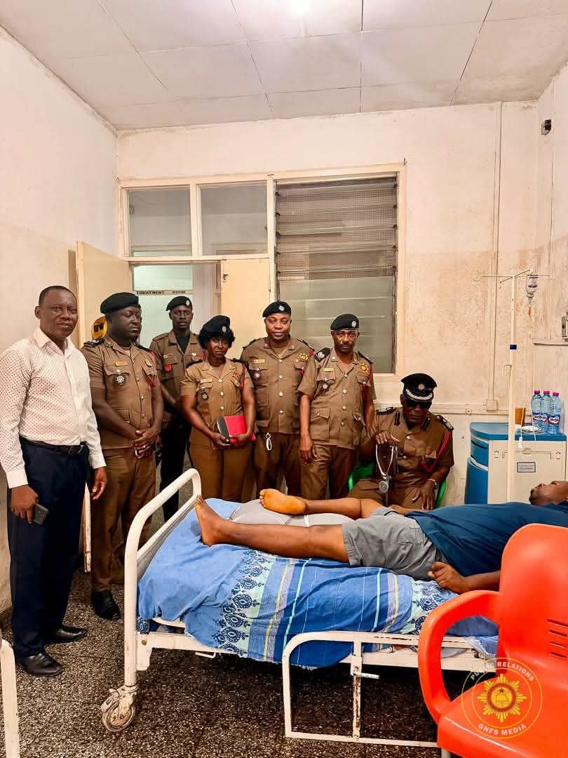 Eastern Regional Fire Command Visits Firefighter Injured in Koforidua Building Collapse