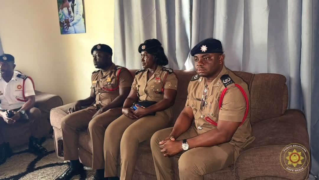 GNFS Leadership Visits Injured Firefighter in Koforidua to Reaffirm Commitment to Personnel Welfare