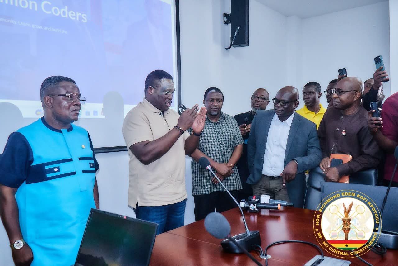 Hon. Edem Kpotosu, Digital Minister Sam George Tour Ho Central to Boost Telecom Connectivity and Youth Coding